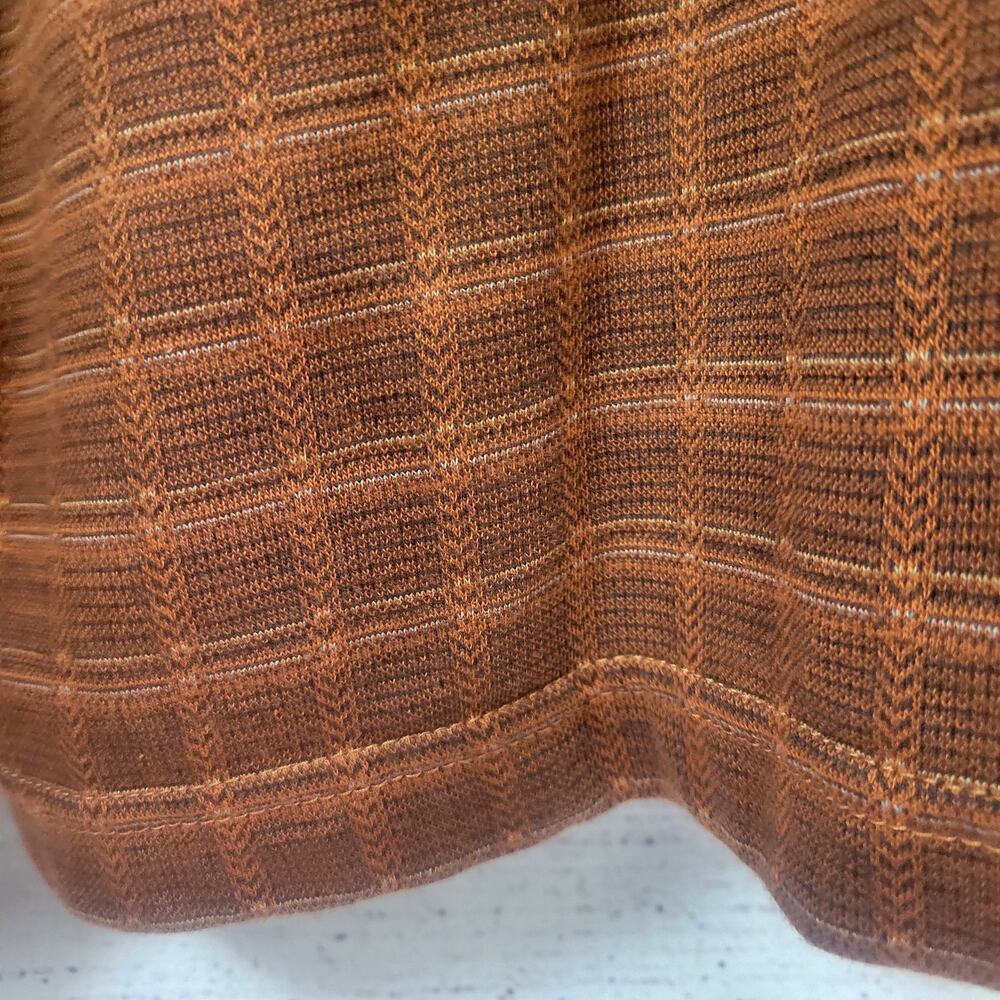 Van Heusen Polo Shirt Mens Brown (Rust) Plaid Long Sleeve Shirt Size XXL - Picture 3 of 7